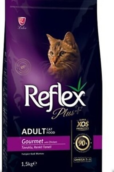Reflex Plus Gurme Tavuklu Renkli Taneli Yetişkin Kedi Maması 1,5 KG