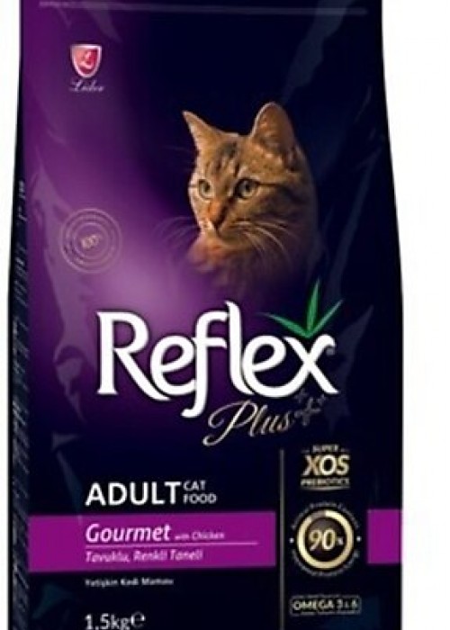 Reflex Plus Gurme Tavuklu Renkli Taneli Yetişkin Kedi Maması 1,5 KG
